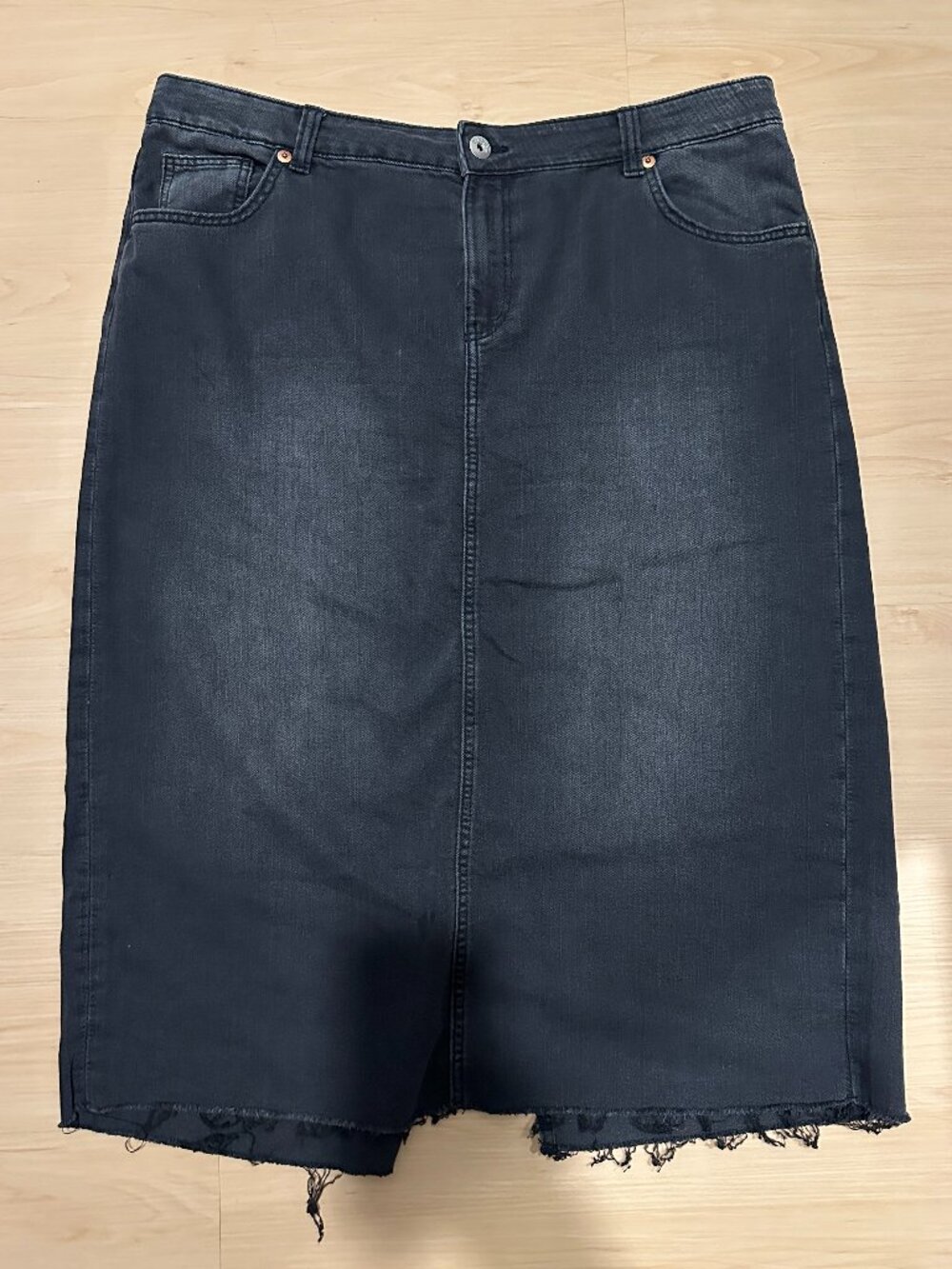 Black Denim Midi Skirt